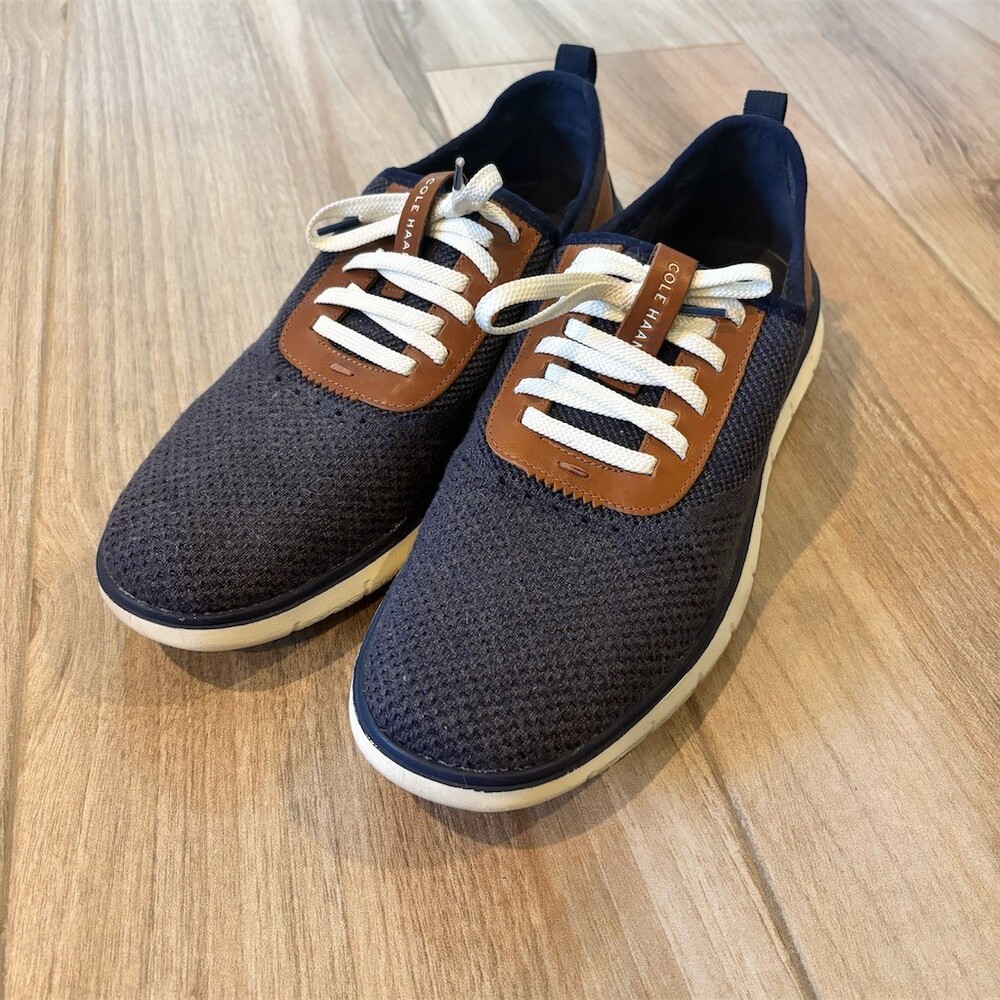 Cole Haan ZerøGrand Sneakers Men's Size 14 Navy Blue Brown White Lace Up